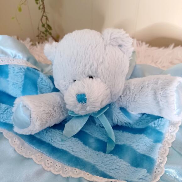 Unipak Designs Bear Lovey Security Blanket Blue - Picture 2 of 4